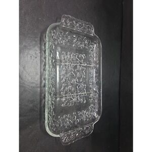 Princess House Fantasia‎ Relish Dish, Crystal Divided Dish, Poinsettia Design